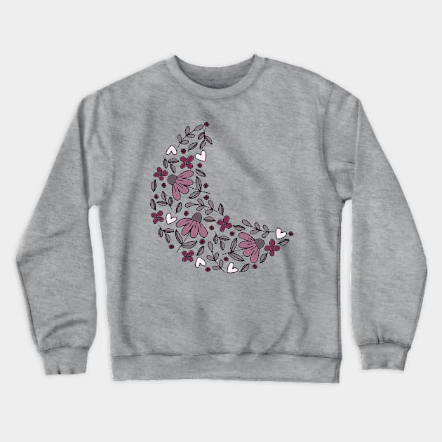 Floral/Heart Moon Crewneck Sweatshirt by Designs by Katie Leigh